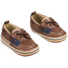 Koala Baby Boys' Brown/Navy Soft Sole Boat Shoes