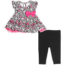 Koala Baby Girls' 2 Piece Flutter Sleeve Bow Tunic and Leggings Playwear Set