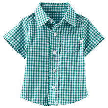 baby B'gosh Boys Green Plaid Short Sleeve Button Down Shirt