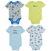 Koala Baby Boys' 4 Pack Assorted Patterned/Solid Short Sleeve Bodysuits