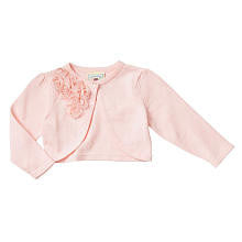 Marmellata Girls' Pink Long Sleeve Shrug with Flower Applique