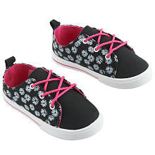 amy coe Girls' Black/Pink Flower Print Hard Sole Sneakers