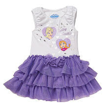 Disney Girls' White/Purple Frozen Anna and Elsa Sleeveless Tutu Dress - Toddler