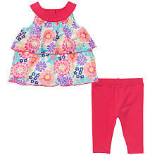 Koala Baby Girls' 2 Piece Tiered Floral Sleeveless Tunic and Leggings Playwear Set