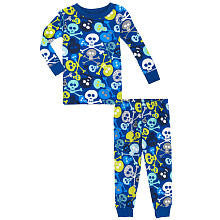 Koala Kids Boys' 2 Piece Blue Skull Printed Pajama Set with Long Sleeve Top and Pants