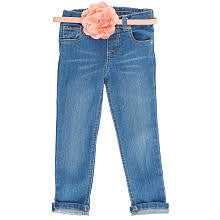 Koala Kids Girls' Cuffed Jeans with Flower Belt - Toddler