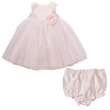 Marmellata Girls' 2 Piece Light Pink Glitter Dot Tulle Dress and Diaper Cover Set