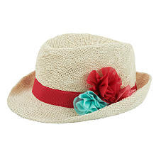 Koala Kids Girls' White/Pink Flower Accent Fedora Hat - Toddler