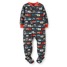 Carter's Boys Brown Rescue Truck Printed 1 Piece Poly Pajama