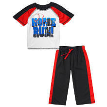 Koala Kids Boys' 2 Piece Athletic Short Sleeve Top and Pants Playwear Set - Toddler