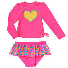 Koala Kids Girls' 2 Piece Pink Long Sleeve Rash Guard and Swim Bottoms Set - Toddler