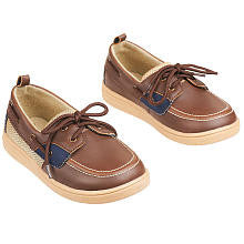 Koala Kids Boys' Brown/Navy Hard Sole Boat Shoes