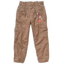 Koala Kids Girls' Khaki/Pink Embroidered Cargo Pants - Toddler