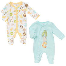 Koala Baby Neutral 2 Pack Blue/Yellow Animal ABC Footies