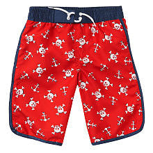 Koala Kids Boys' Red/White Skull and Anchor Swim Trunks