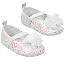 Koala Baby Girls' Sequined Soft Sole Mary Janes with Flower Accent