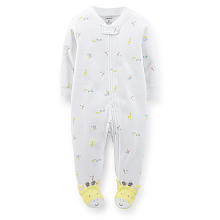 Carter's Neutral White Giraffe Printed Easy Entry Footie