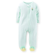 Carter's Girls Turquoise Easy Entry Footie with Embroidered Bumble Bee Applique