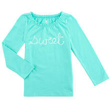 Koala Kids Girls' Graphic Long Sleeve Shirt with Gathered Neckline - Toddler