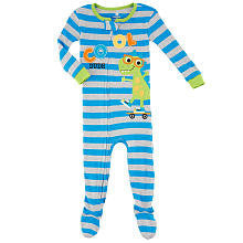 Koala Kids Boys' 1 Piece Printed Zip Front Footed Pajamas