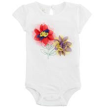 Koala Baby Girls' White Fabric Flower Short Sleeve Bodysuit