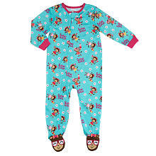 Koala Kids Girls' 1 Piece Printed Zip Front Footed Pajamas