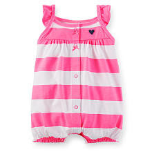 Carter's Girls Pink/White Striped Sleeveless Romper