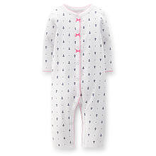 Carter's Girls White Anchor Printed Easy Entry Rib Coverall