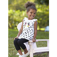 Disney Girls' 2 Piece White/Black Minnie & Mickey Mouse Playwear Set with Sleeveless Tunic and Leggings - Toddler