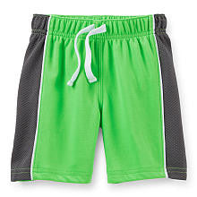 Carter's Boys Green Knit Mesh Short with Side Color Panels - Toddler