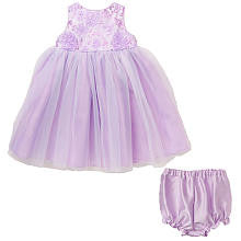 Marmellata Girls' 2 Piece Light Purple Embellished Sleeveless Dress and Diaper Cover Set