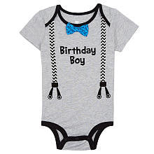 Koala Kids Boys' Gray Birthday Boy Short Sleeve Bodysuit