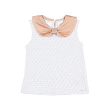 Kardashian Kids Girls' Ivory/Rose Foil Dot Tank Top with Peter Pan Collar