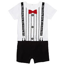 Koala Kids Boys' White/Black Birthday Boy Tuxedo Romper