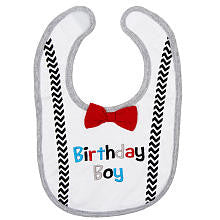 Koala Kids Boys' White/Gray Birthday Boy Layette Bib