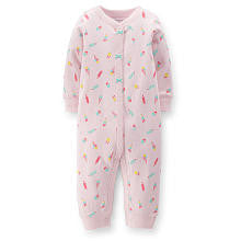 Carter's Girls Pink Ice Cream Printed Easy Entry Rib Coverall