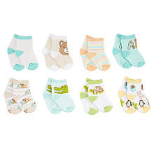 Koala Baby Neutral 8 Pack Pastel Animal Alphabet Socks