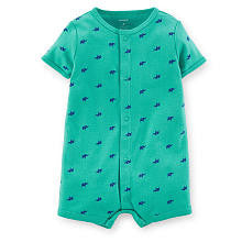 Carter's Boys Turquoise Elephant Print Snap Front Romper