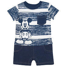 Disney Boys' Blue/White Mickey Mouse Shorts and T Shirt Romper