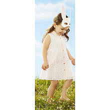 Kardashian Kids Girls' 2 Piece White/Light Pink Eyelet Sleeveless Button Down Dress and Diaper Cover Set