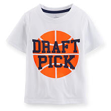 Carter's Boys White "Draft Pick" Screen Print Short Sleeve T Shirt - Toddler