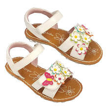 Koala Kids Girls White Touch Closure Sandal with Butterfly Detail