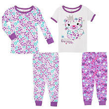 Koala Kids Girls' 4 Piece Pajama Set with Short Sleeve Shirt, Long Sleeve Shirt and 2 Printed Pants - Toddler