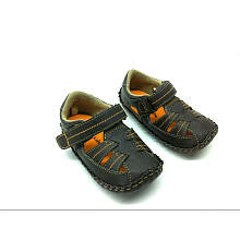 Koala Kids Boys Brown with Orange Stitching Close Toe Sandals