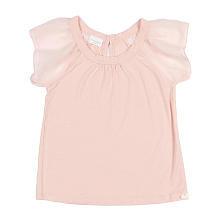 Kardashian Kids Girls' Light Pink Knit Shirt with Woven Flutter Sleeves - Toddler