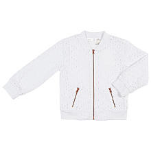 Kardashian Kids Girls' White Eyelet Full Zip Jacket