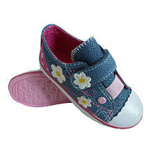 Koala Kids Girls Denim Touch Closure Sneakers with Flower Detail