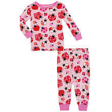 Koala Kids Girls' 2 Piece Pink Love Bug Pajama Set with Long Sleeve Shirt and Pants - Toddler