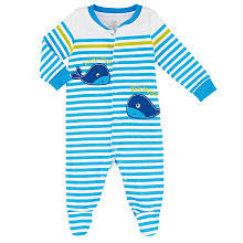 Koala Baby Boys' Blue/White Striped Whale Snap Front Footie