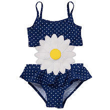 Koala Kids Girls' Navy Polka Dot Daisy Monokini Swimsuit - Toddler